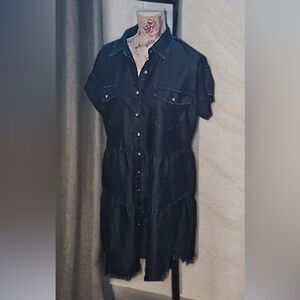 Given Kale Jean style blue button down short-sleeved dress size Small